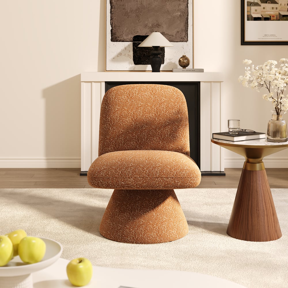 18" Performance Boucle Upholstered Swivel Slipper Accent Chair window image