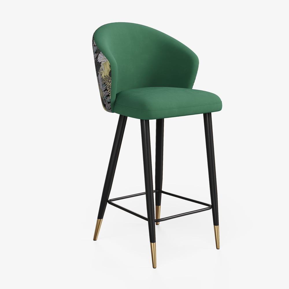 Arcora Green Bar Stool with Upholstered, 1 Piece window image
