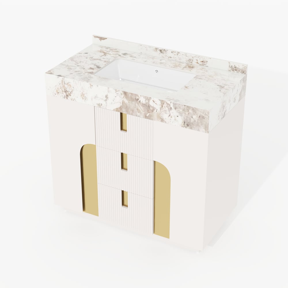 915mm Artus Freestanding Bathroom Vanity Single Sink Vanity Cabinet Sintered Stone Top window image