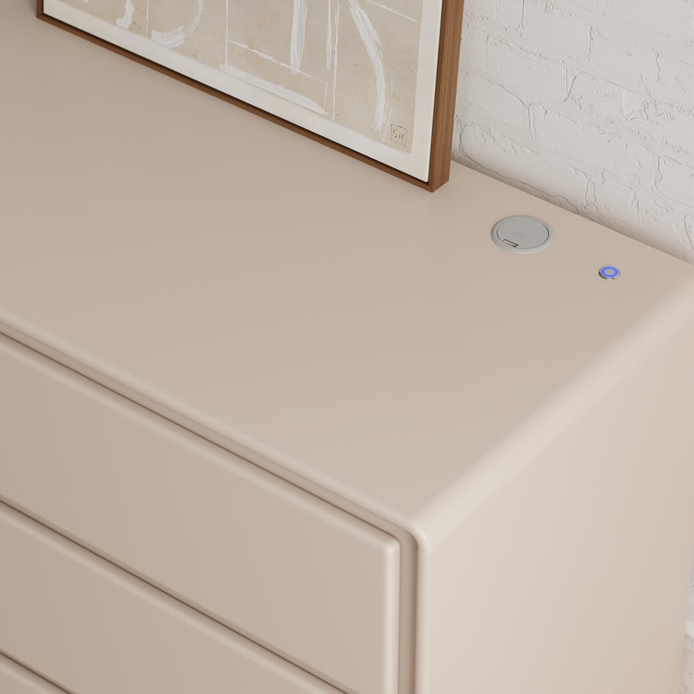 Modern 47" 6-Drawer Dresser with Light and Charging Station window image