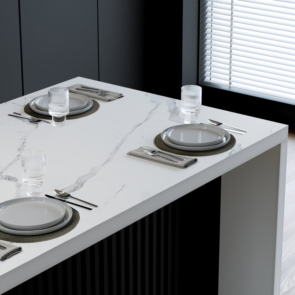 Modern 50" Wood Kitchen Island with Storage, White & Black window image