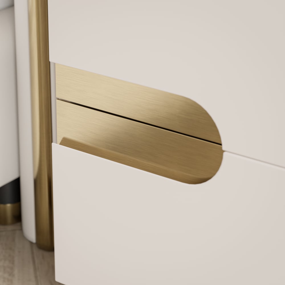 Table de chevet intelligente de 20" à 2 tiroirs avec plateau en pierre frittée et station de charge image de fenêtre