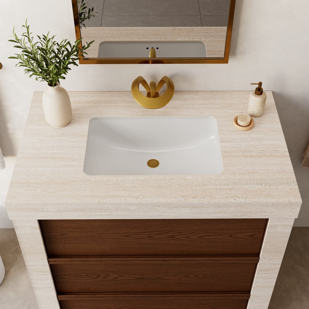 36" Single Bathroom Vanity with Ceramic Sink, Sintered Stone Top window image