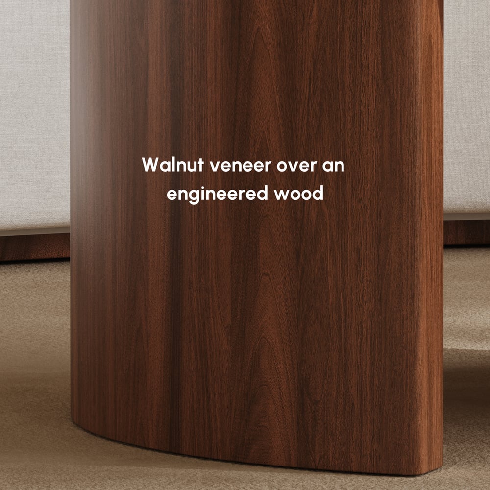 Table basse ronde en noyer de 28 pouces avec plateau en travertin image de fenêtre