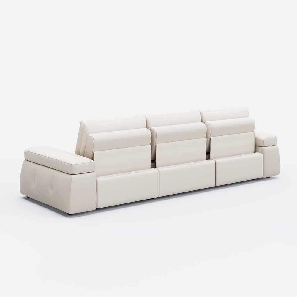 130" 3-Seater Genuine Leather Power Convertible Sleeper Sofa with Adjustable Armrests window image