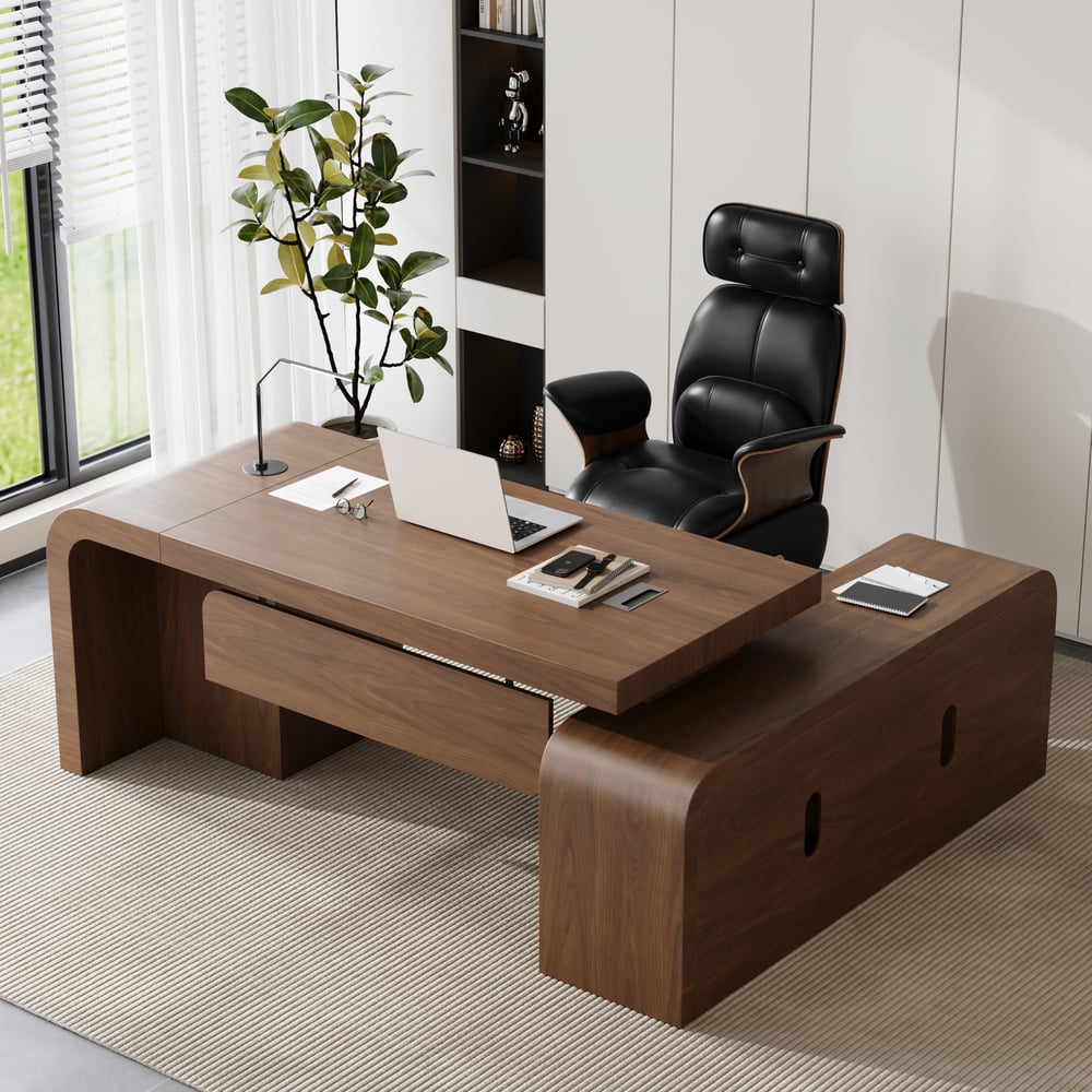 Black Genuine Leather Power Reclining Executive Office Chair Swivel Office Desk Chair window image