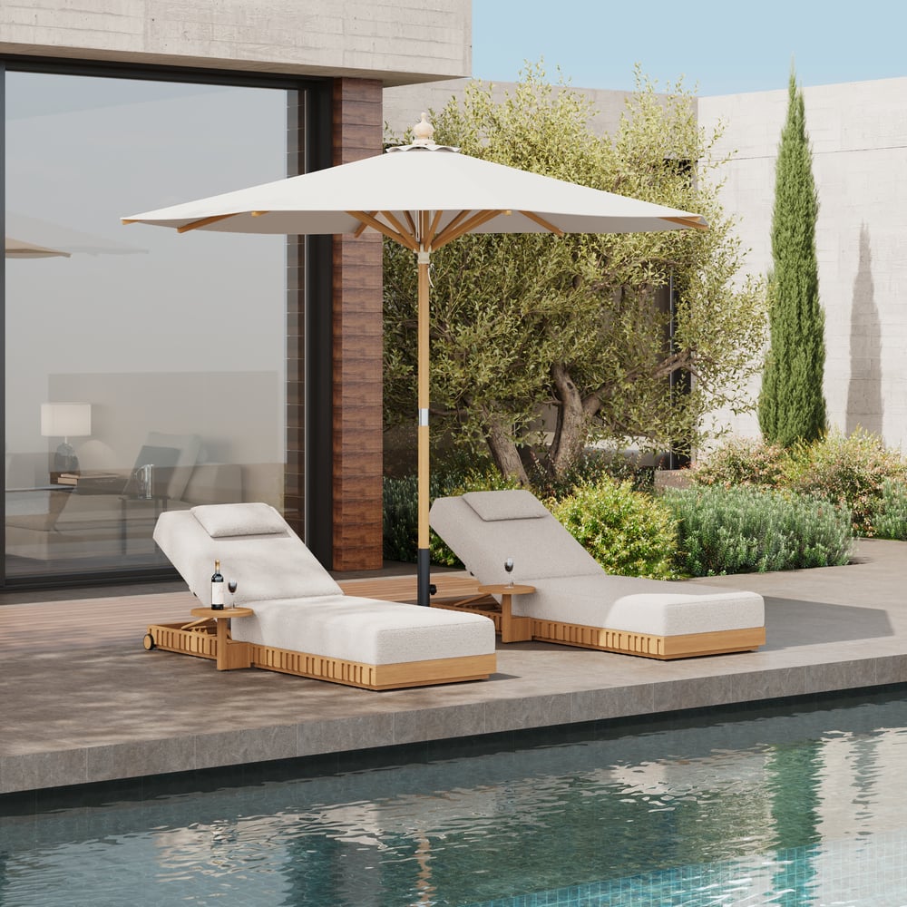 Outdoor Aluminum Adjustable Fluted Lounge Chaise in Warm White window image