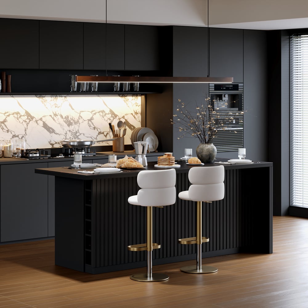 Modern 72" Sintered Stone Kitchen Island with Storage, Black window image