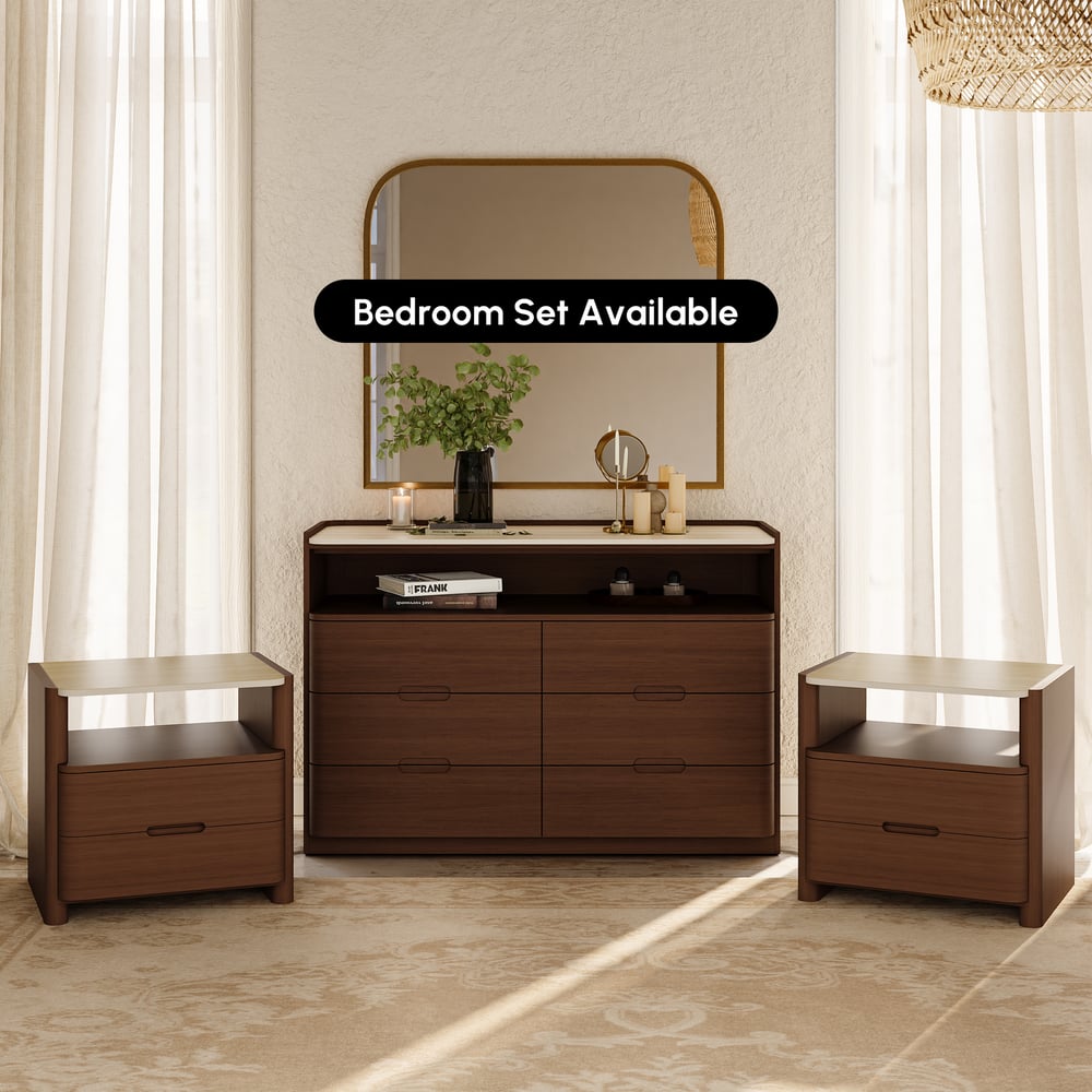 Arvona 47" 6-Drawer Walnut Chest of Drawers with Sintered Stone Top window image