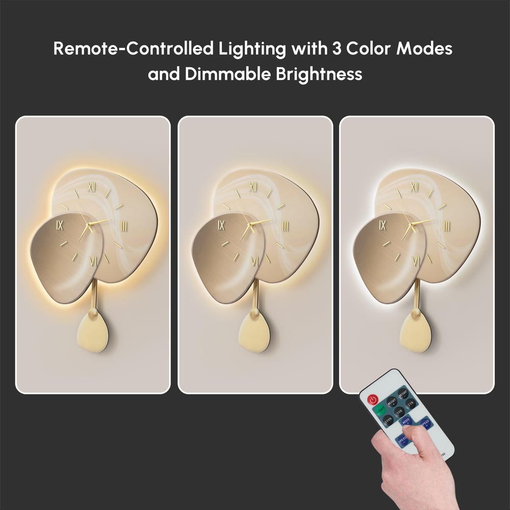 Relógio de Parede LED de 60cm com Regulação de Intensidade de 3 Cores e Controlo Remoto Imagem da janela