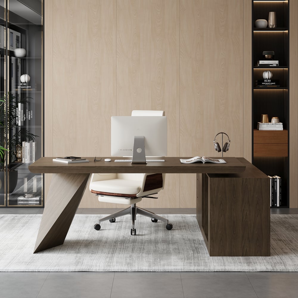 Scrivania Executive Angolare 180 cm Grigio Fumo con Ritorno a Sinistra Immagine della finestra