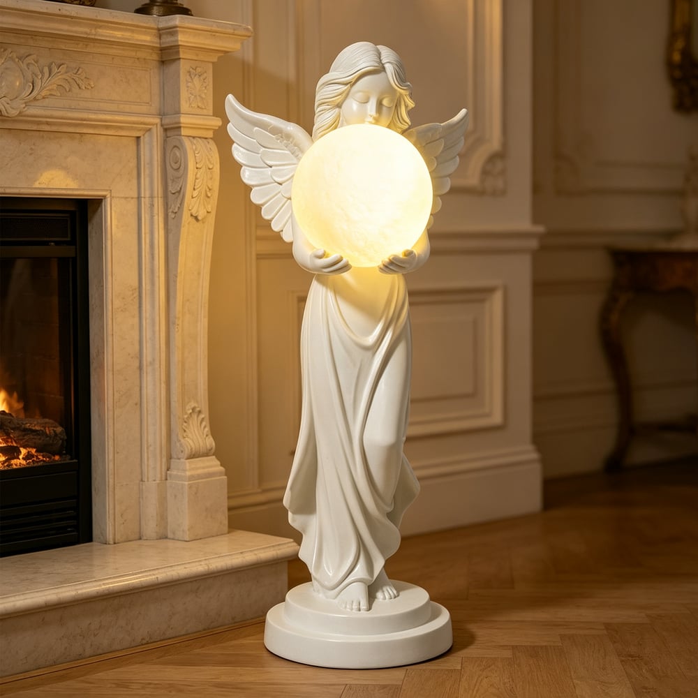 Angel Statue with Decorative Light Globe & Remote Control window image