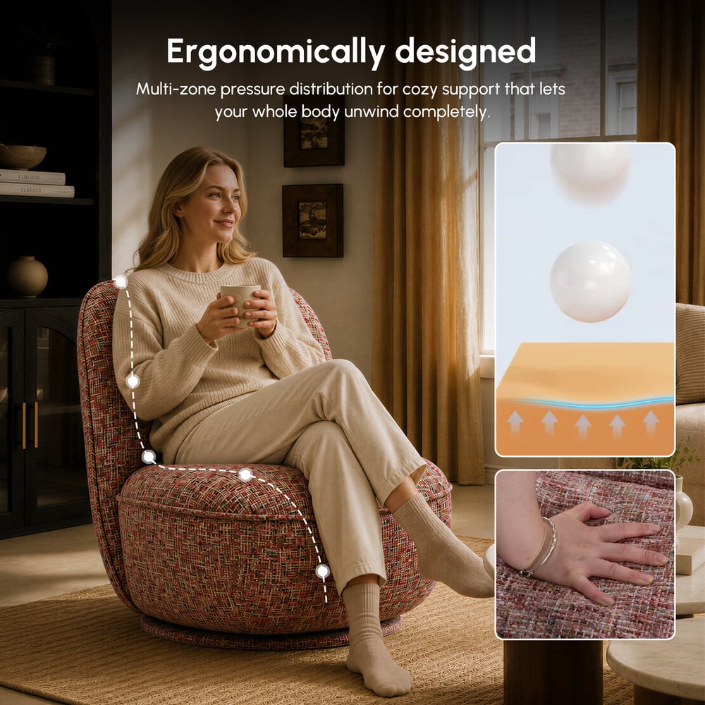 Performance Linen Swivel Slipper Accent Chair window image