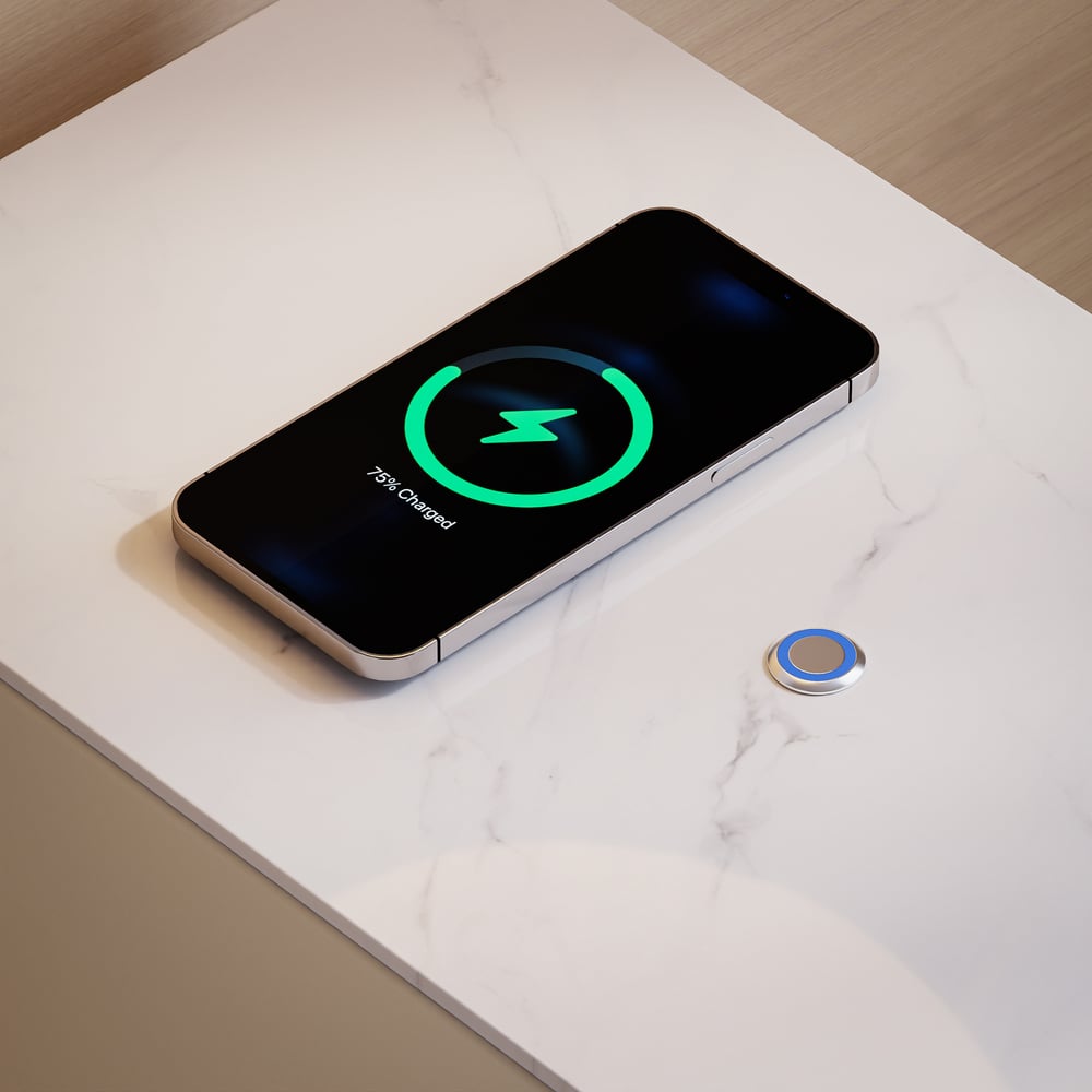 Narrow Humply Leather 3-Drawer Smart Nightstand with Sintered Stone Top window image