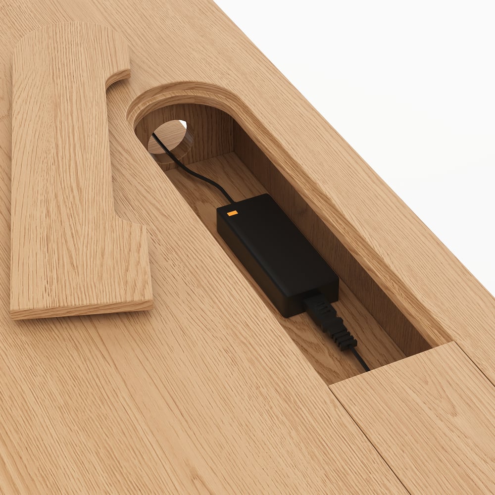 Aura 160 cm Natural Fluted Electric Adjustable Standing Desk window image
