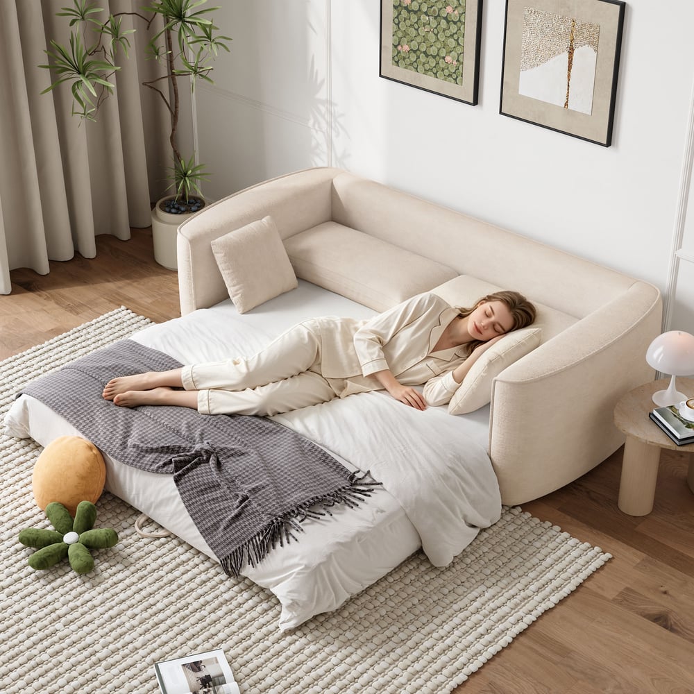 Canapé-lit pliable chenille entièrement démontable et lavable en machine, taille King de 93 pouces, avec housse amovible image de fenêtre