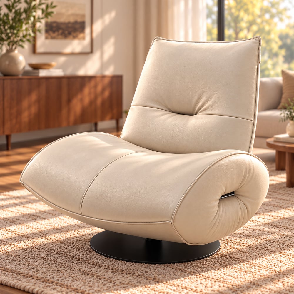 Genuine Leather 360° Swivel Accent Chair window image