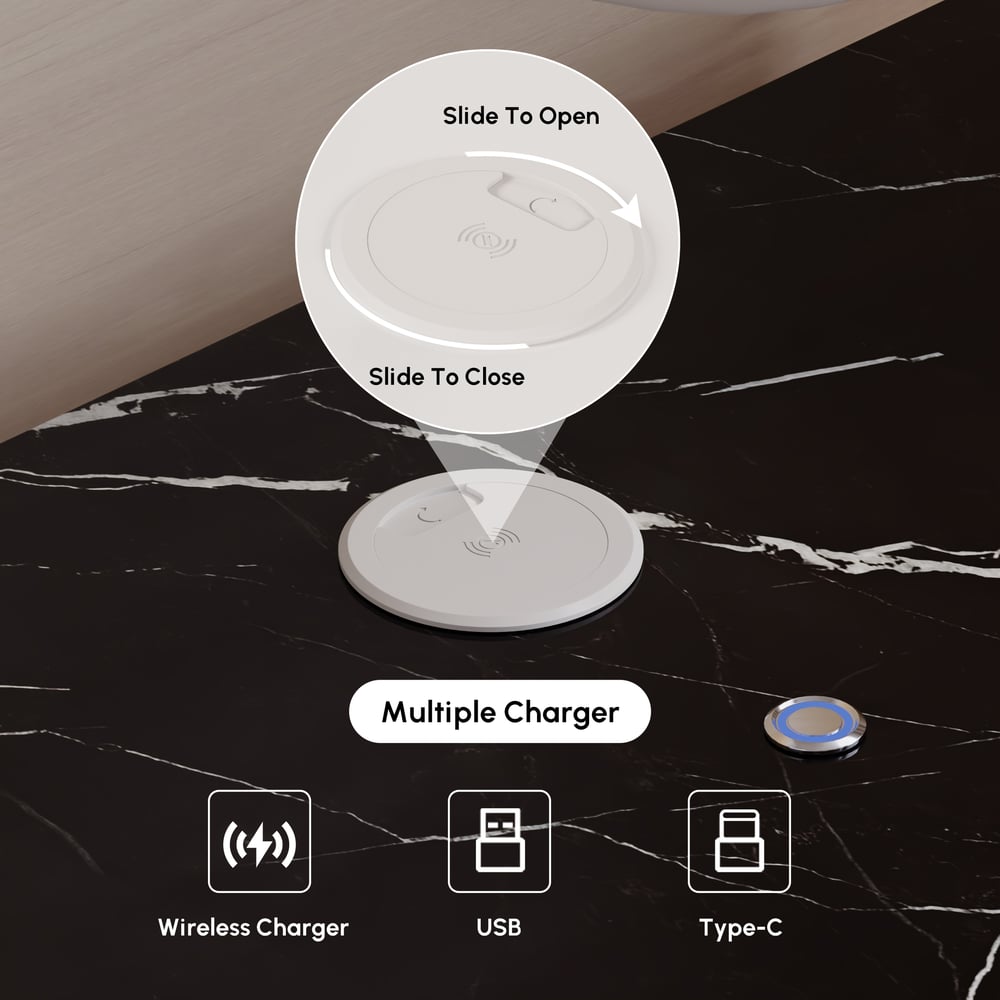 Humply Floating Leather 1-Drawer Smart LED Nightstand with Sintered Stone Top window image
