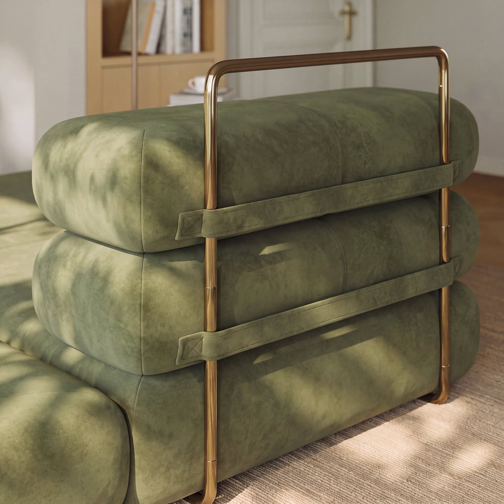 Canapé-lit convertible Humply 170 cm 2 places en velours chenille 4 en 1 image de fenêtre