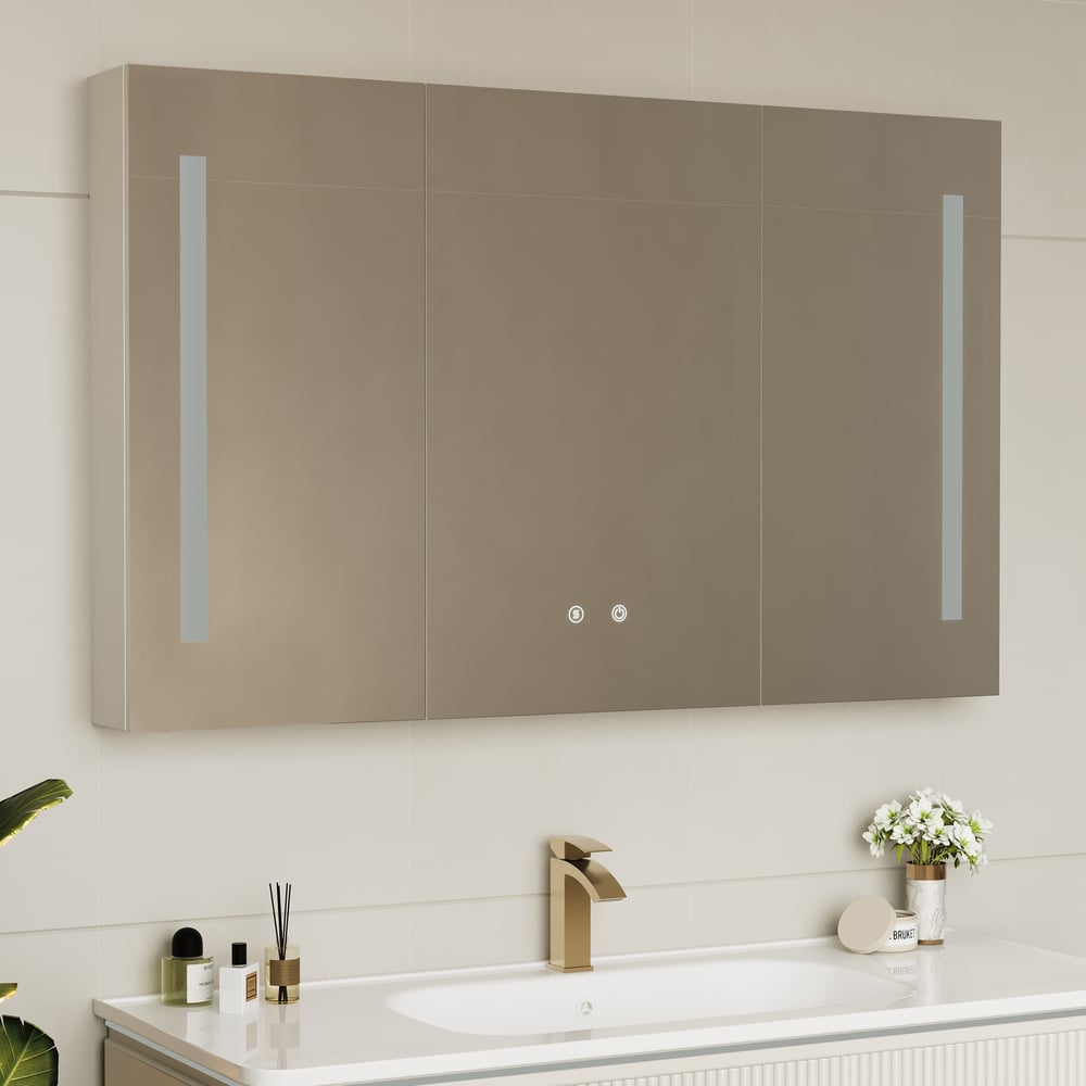 120cm Modern Wall-mounted LED Bathroom Medicine Cabinet Vanity Mirror with Storage window image