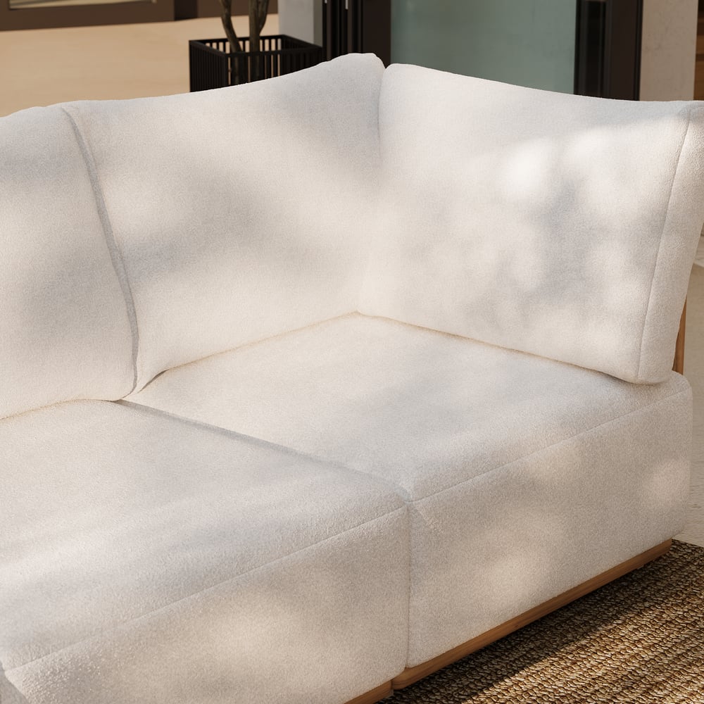 4-Piece Outdoor Teak & Aluminum Sectional Sofa Set with Chaise for 4 in Light Gray window image