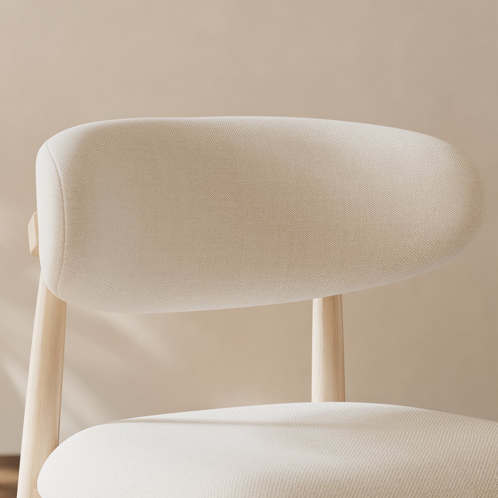 Modern Whitewash Linen Dining Chair with Rubber Wood Legs, 1 Piece window image