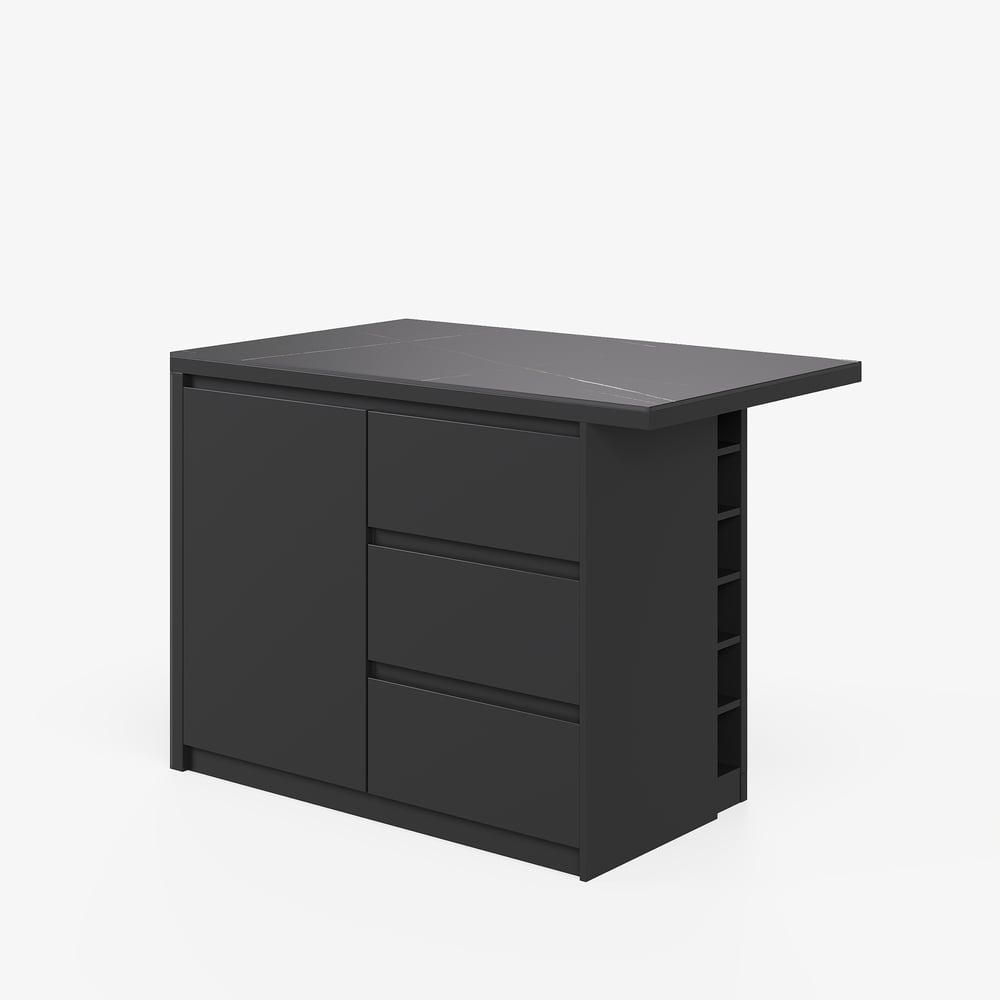 Moderne 50" Matt Sintered Stone Kücheninsel mit Stauraum, Schwarz Schaufensterbilder