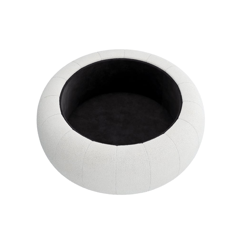 Modern 39" Round Performance Chenille Ottoman Coffee Table with Hidden Storage window image