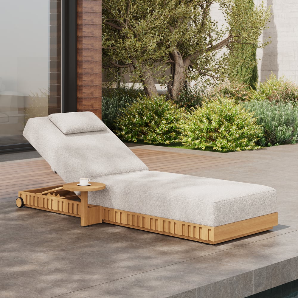 Outdoor Aluminum Adjustable Fluted Lounge Chaise in Warm White window image