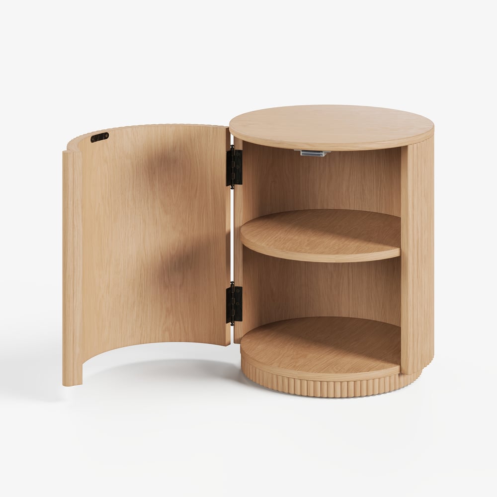 Round Fluted Side Table with Storage window image