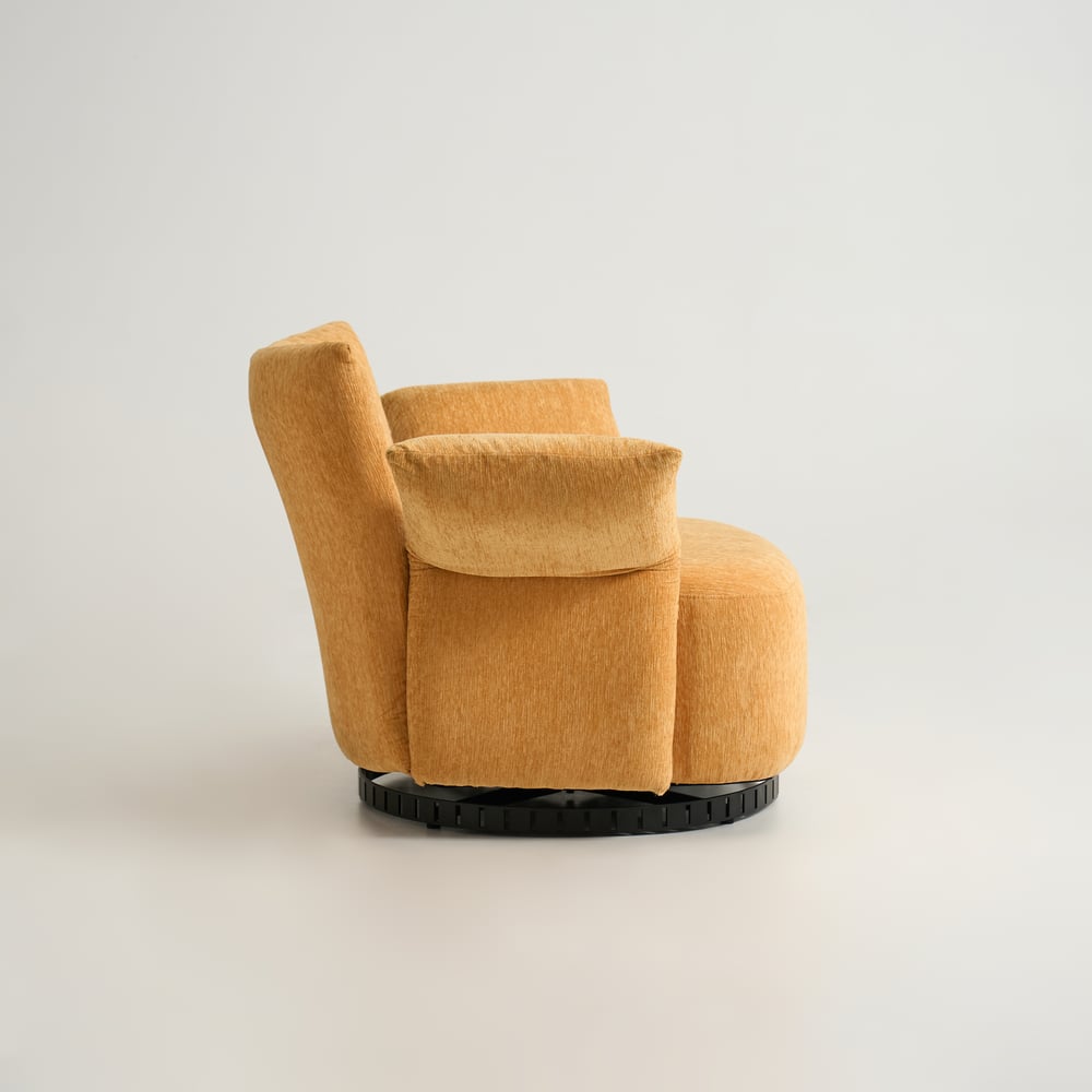Performance Chenille Swivel Accent Chair with Adjustable Armrest window image