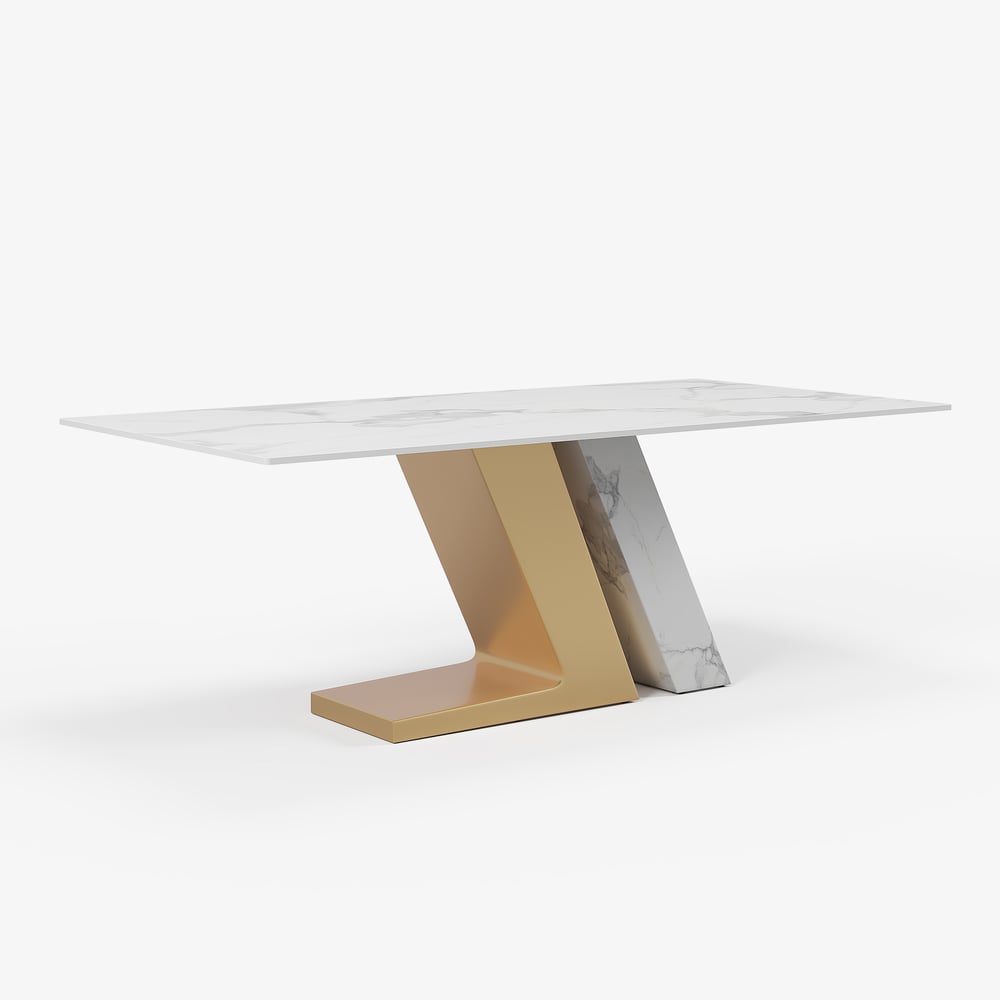 Dining Set 71" Modern Rectangle Sintered Stone Dining Table with 6 Chairs window image