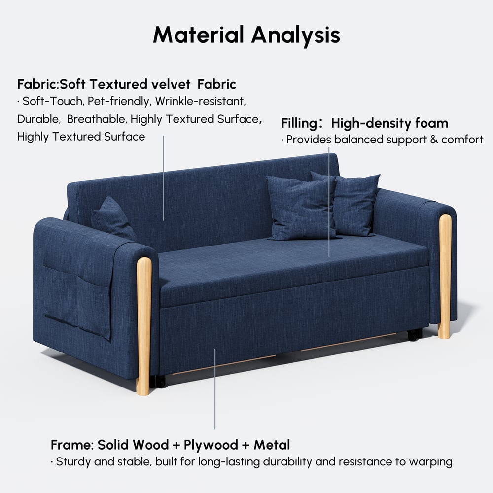 72" Full 2-Seater Linen Convertible Sleeper Sofa window image