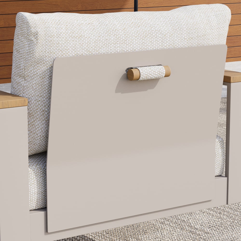Tevara Outdoor Swing Sofa in Sand with Cushion & Black Cover window image