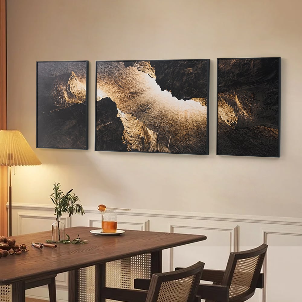 3-Piece Framed Abstract Canvas Wall Art Set with Black Aluminium Frames window image