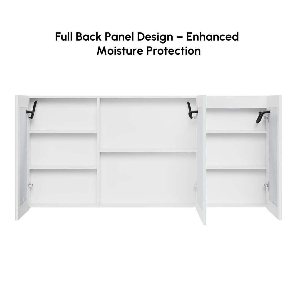 150cm LED Bathroom Medicine Cabinet with Anti-Fog, Dimmable Tri-Color Lighting window image