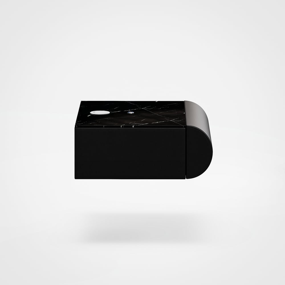 Humply Floating Leather 1-Drawer Smart LED Nightstand with Sintered Stone Top window image