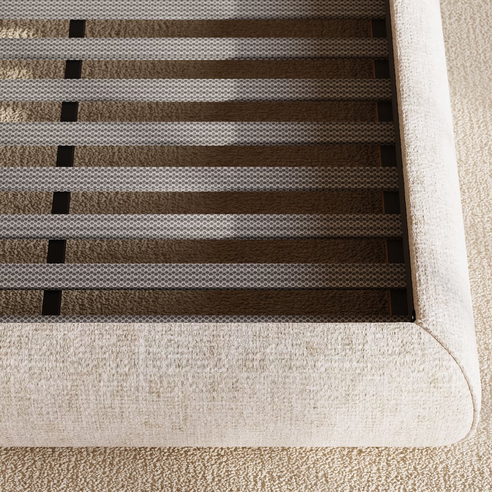 Modern King Size Chenille Upholstered Bed window image