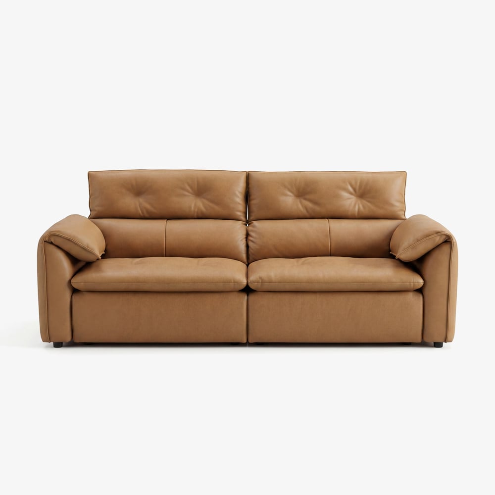 87" 2-Seater Genuine Leather Power Convertible Sleeper Sofa window image