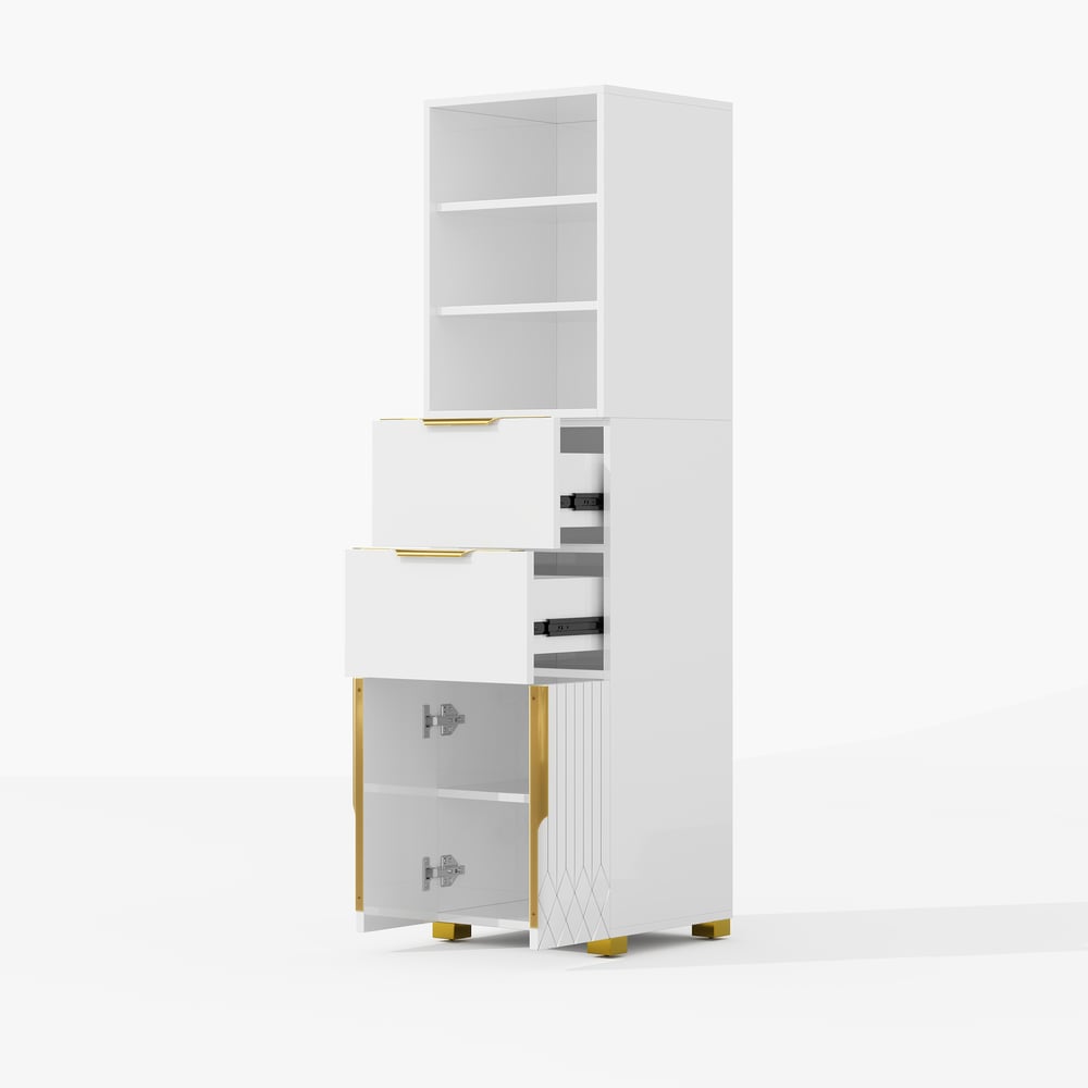 Aro 59" Freestanding Bathroom Storage Cabinet with Shelves, Drawers & Doors window image