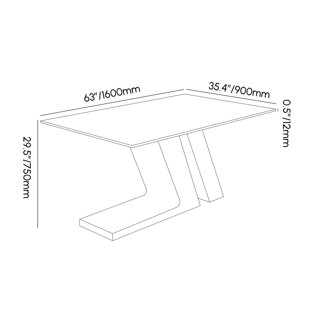 Dining Set 63" Modern Rectangle Sintered Stone Dining Table with 4 Chairs weights dimensions image