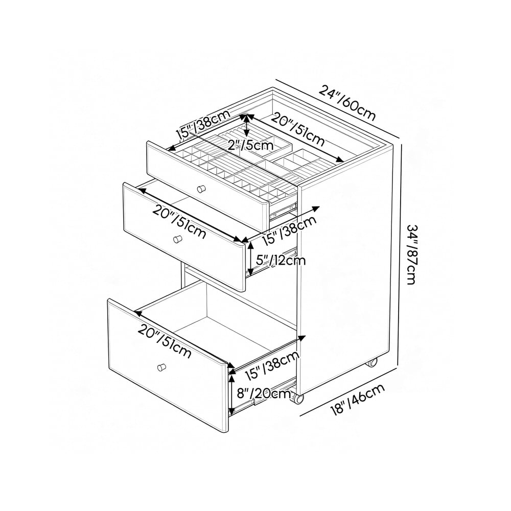 Selvo Walk-In Closet Island Jewelry Dresser with Glass Top & Light weights dimensions image