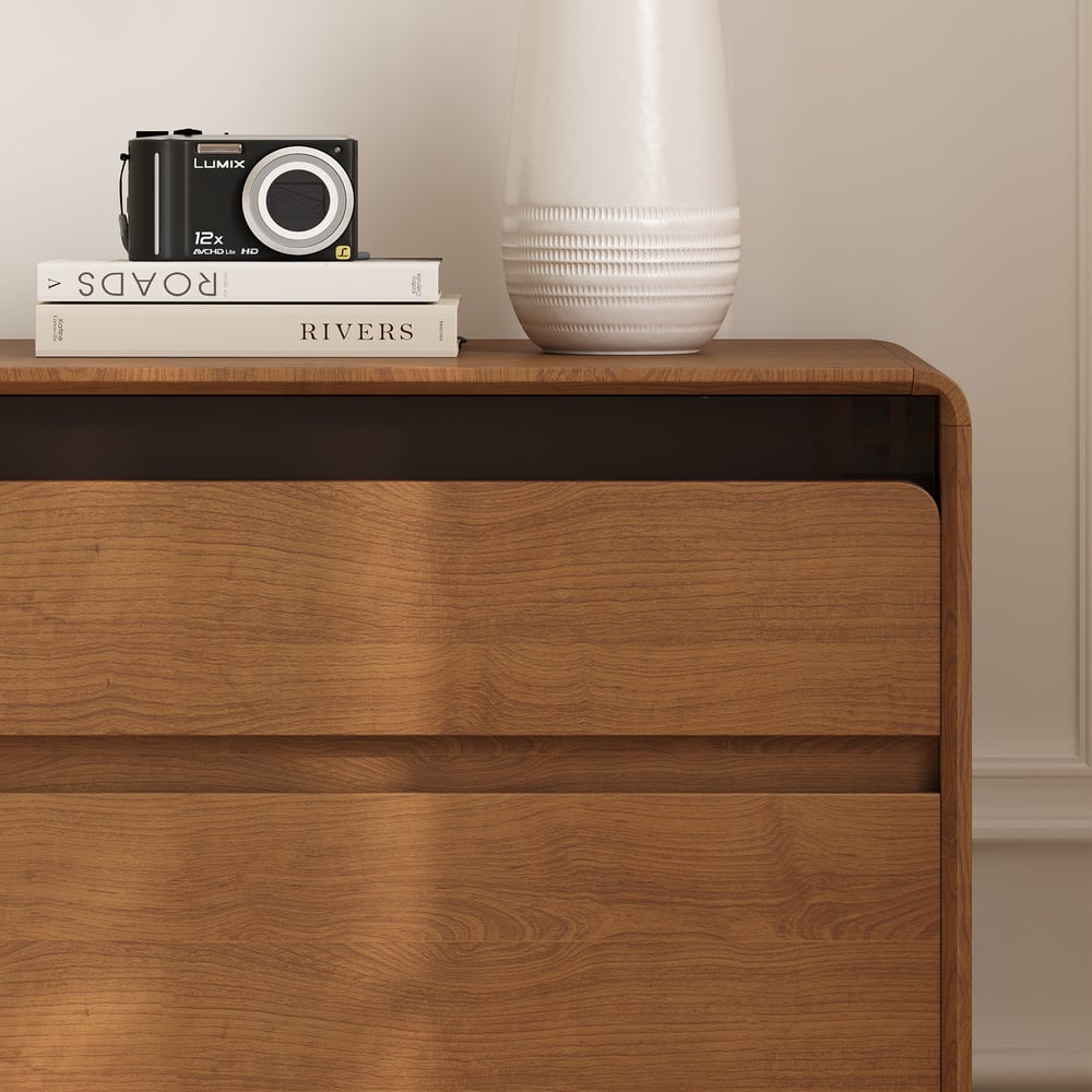 Meloa 24" Wooden 3-Drawer Smart Nightstand With LED Lighting & Charging Station window image