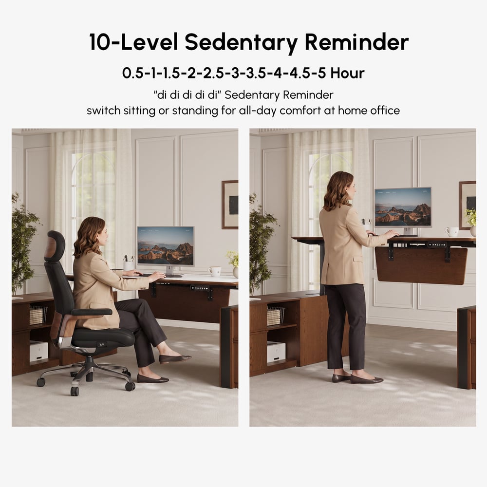 Modern 71" Modular Executive Standing Desk with Storage, Power Access & Memory Control window image