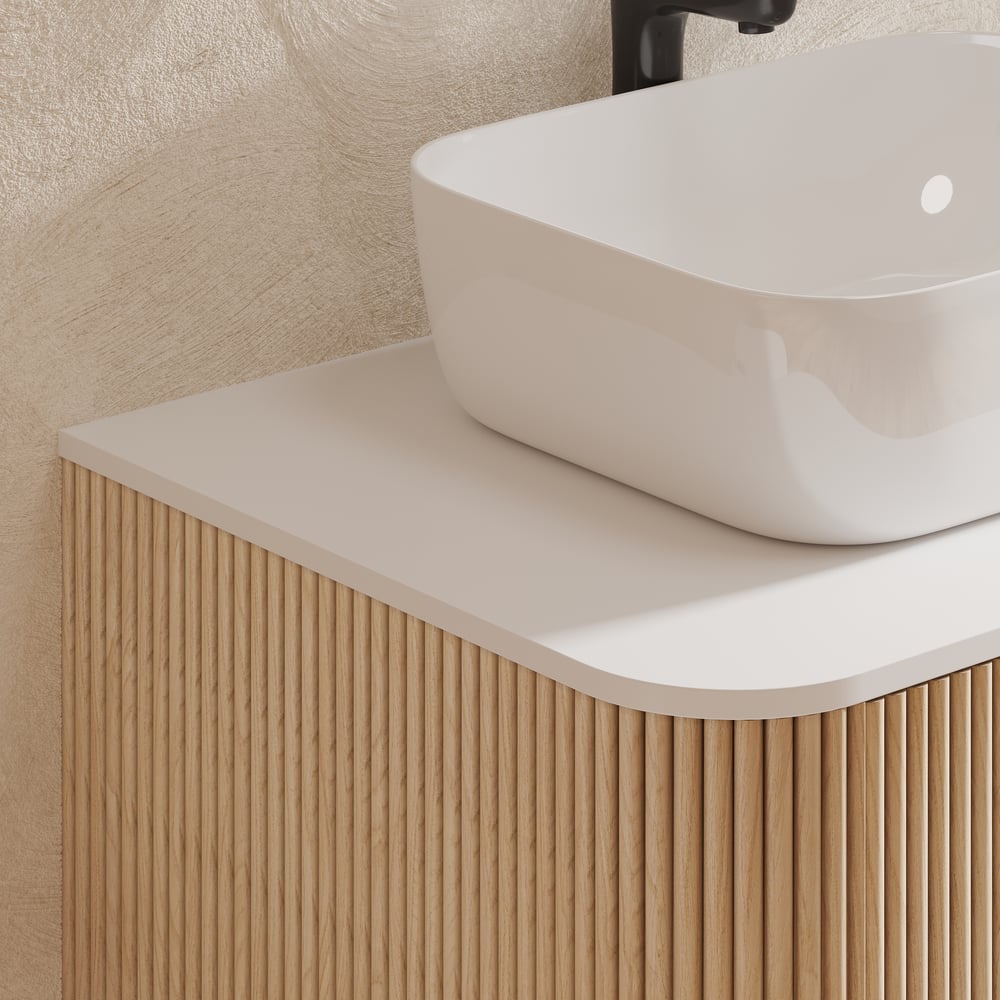 32" Fluted Single Bathroom Vanity with Vessel Sink Freestanding Design window image
