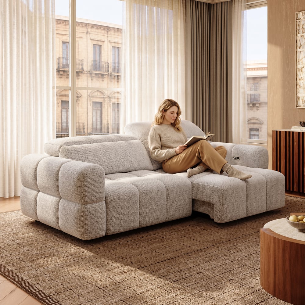 Performance Chenille Power Sleeper Sofa with Adjustable Headrests window image