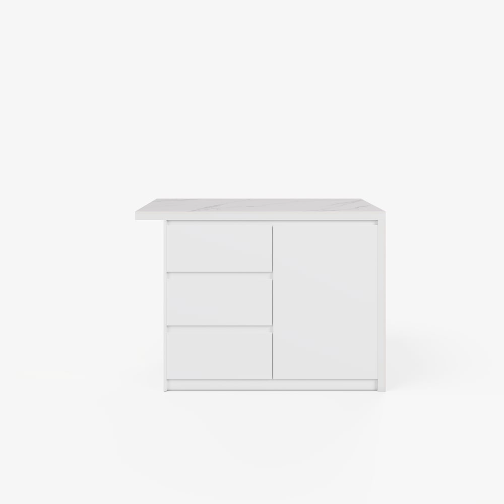 Modern 1270mm Glossy Sintered Stone Kitchen Island with Storage, White window image