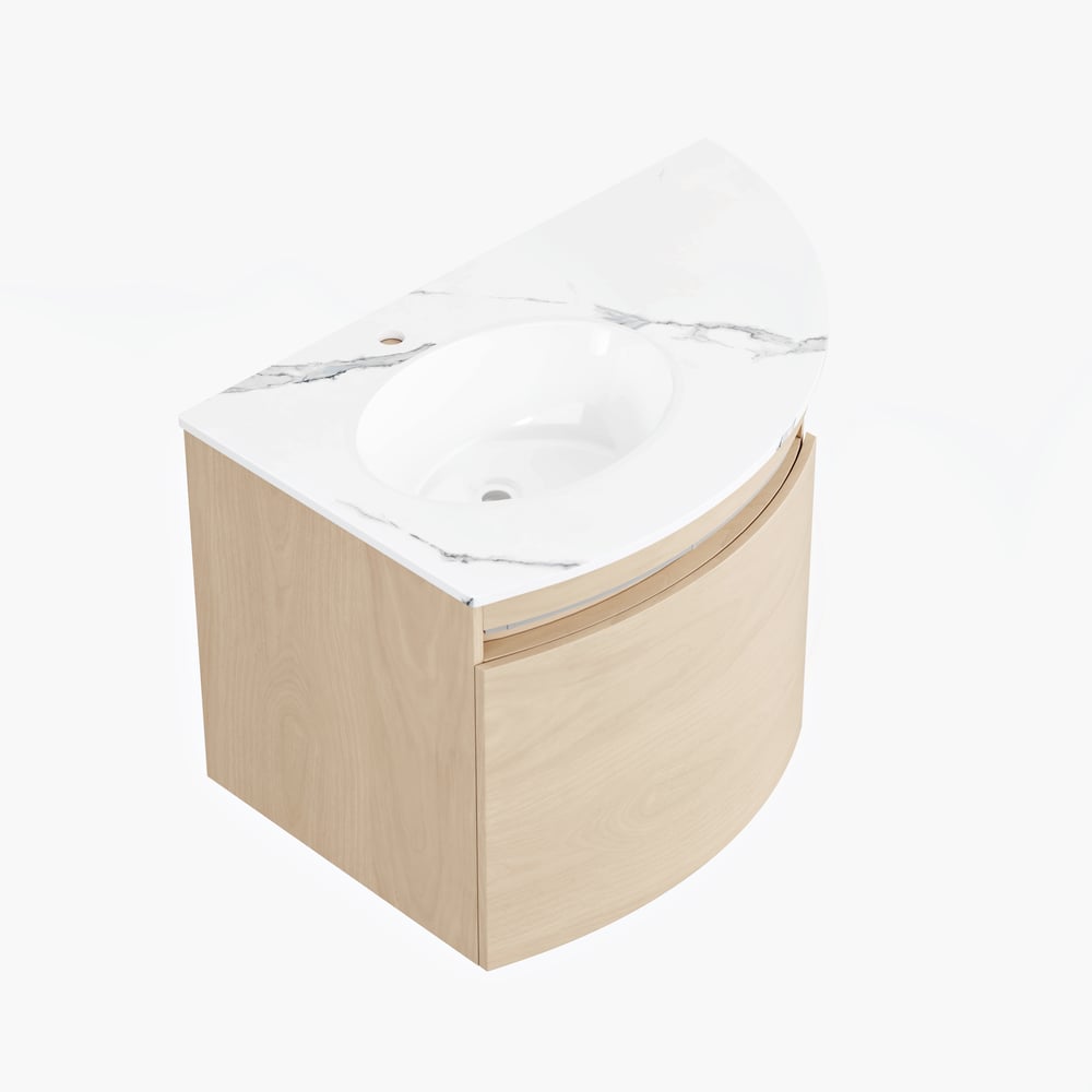 Meuble-lavabo d'angle de 91,44 cm avec rangement et éclairage LED à capteur image de fenêtre