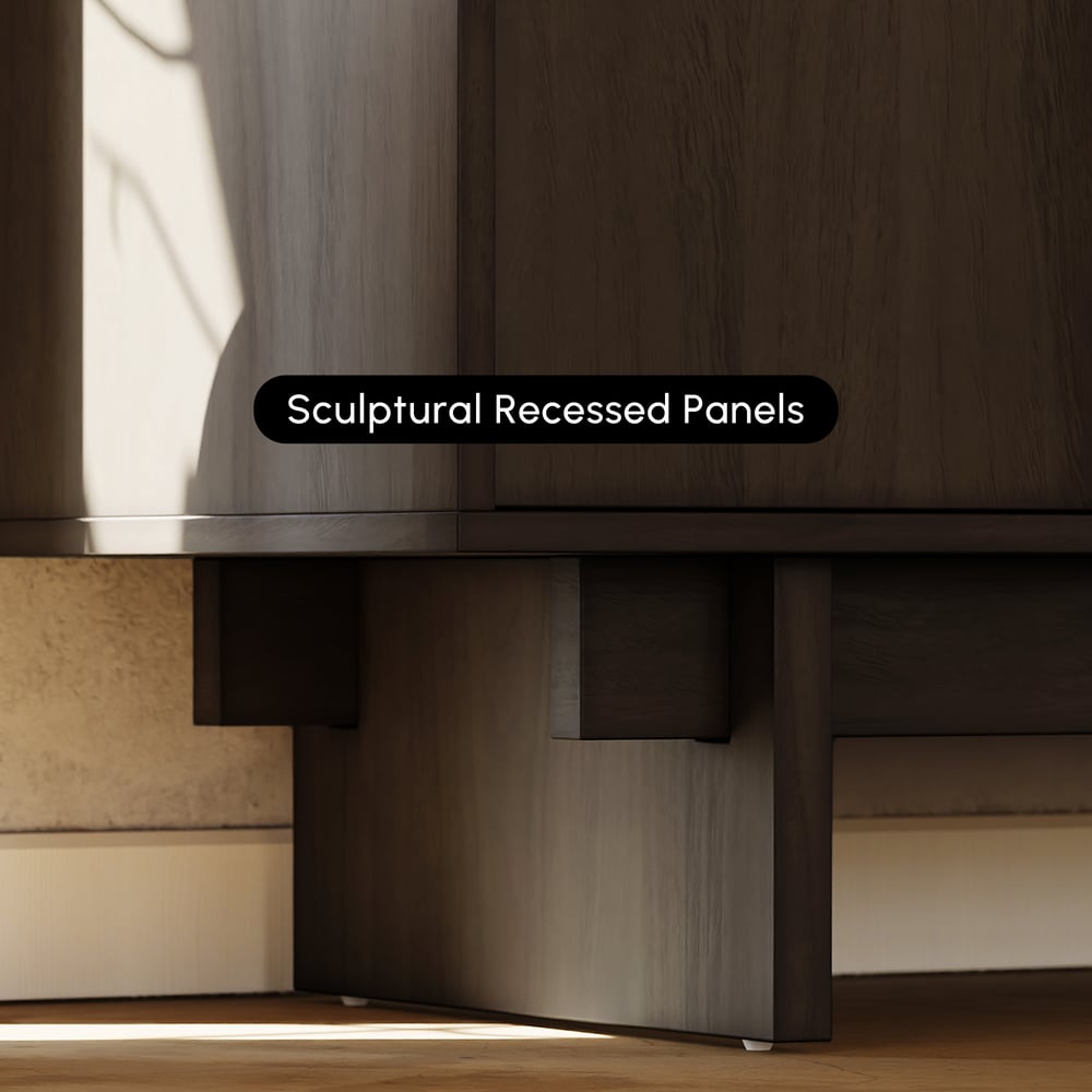 Panvyr Mid Century 60" Smoky Brown Wood Sideboard with Storage & Adjustable Shelves window image