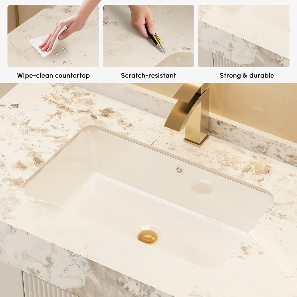 915mm Artus Freestanding Bathroom Vanity Single Sink Vanity Cabinet Sintered Stone Top window image
